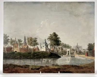 Olieverfschilderij - "De Vriesche Poort te Alkmaar", 18e eeuw – kavel bij Veilinghuis Klinkhamer, Groningen