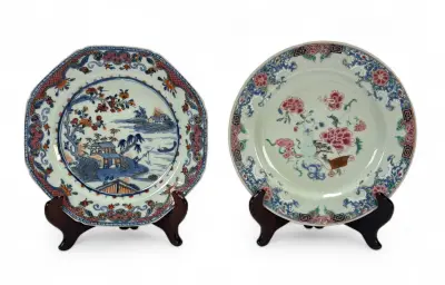 Porseleinen borden – Imari en famille rose, China, 18e eeuw – kavel bij Veilinghuis Klinkhamer, Groningen