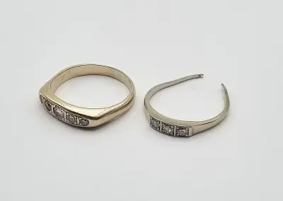 14 karaat gouden ringen met diamantjes, eind 20e eeuw – kavel bij Veilinghuis Klinkhamer, Groningen