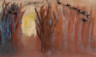 Pasteltekening, Michael de Wilde -"Schemering op Nienoord", Groningen, 1994 – kavel bij Veilinghuis Klinkhamer, Groningen