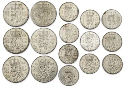 Zilveren guldens en rijksdaalders - Koningin Juliana, Nederland, 1954–1967 – kavel bij Veilinghuis Klinkhamer, Groningen