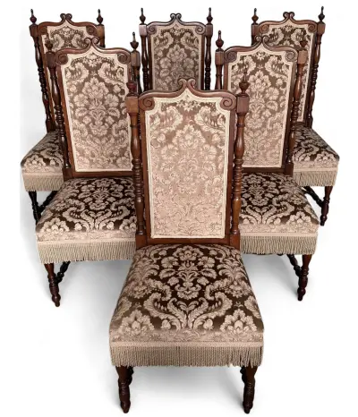 Eetkamerstoelen met veloursstof– Neorenaissance, 19e eeuw – kavel bij Veilinghuis Klinkhamer, Groningen