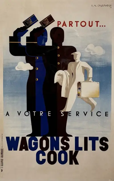 Affiche, A.M. Cassandre - 'Wagons-Lits Cook – Partout…', herdruk – kavel bij Veilinghuis Klinkhamer, Groningen