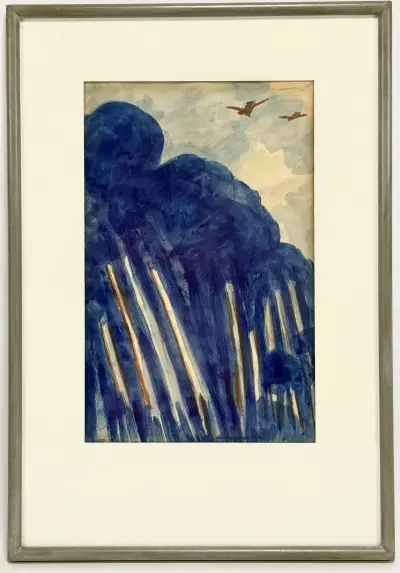 Aquarel toegeschreven aan Merric Boyd – abstracte compositie, 20e eeuw – kavel bij Veilinghuis Klinkhamer, Groningen