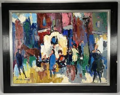 Olieverfschilderij, Arie Zuidersma – draaiorgel, 1970 – kavel bij Veilinghuis Klinkhamer, Groningen