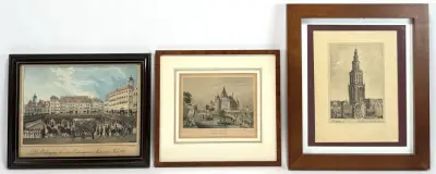 Lithografieën – stadsgezichten Jena, Amsterdam en Groningen, 19e eeuw – kavel bij Veilinghuis Klinkhamer, Groningen