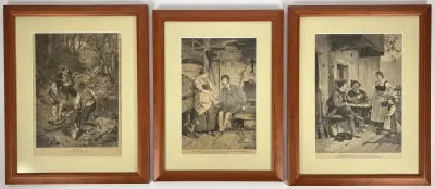Houtgravures, jacht- en genrescènes naar Correggio en Felgentreff - 19e eeuw – kavel bij Veilinghuis Klinkhamer, Groningen