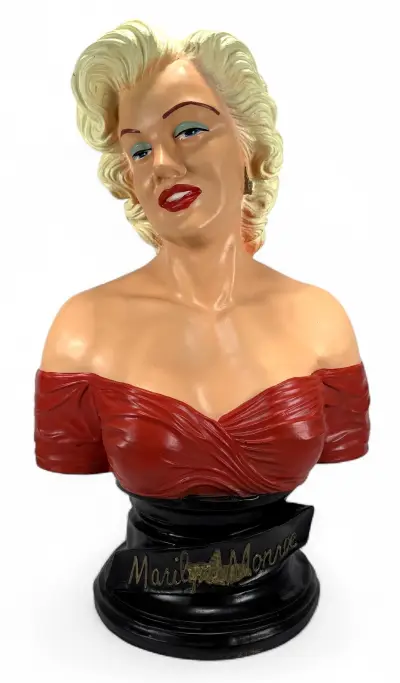 Kunsthars buste Marilyn Monroe – polychroom geschilderd, 20e eeuw – kavel bij Veilinghuis Klinkhamer, Groningen