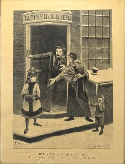 Litho, Johan Braakensiek – "Het Kind van den Tapper", 19e eeuw – kavel bij Veilinghuis Klinkhamer, Groningen