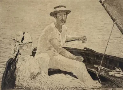 Heliogravure, Édouard Manet - "En Bateau", postume druk 1890 – kavel bij Veilinghuis Klinkhamer, Groningen