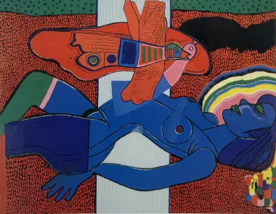 Kalenderprint naar Corneille – 'Le grand nu bleu', juni 1998 – kavel bij Veilinghuis Klinkhamer, Groningen
