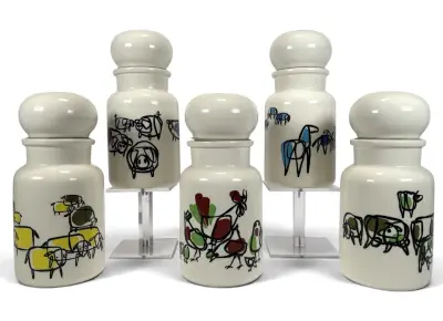 Keramische apothekerspotten, Royal Goedewaagen - Unicumdecor, ca. 1970 – kavel bij Veilinghuis Klinkhamer, Groningen
