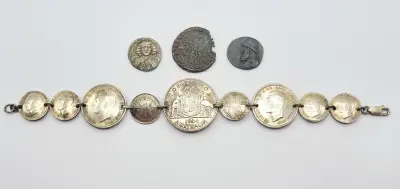 Munten en armband zilveren Australische munten, 1943–1944 – kavel bij Veilinghuis Klinkhamer, Groningen