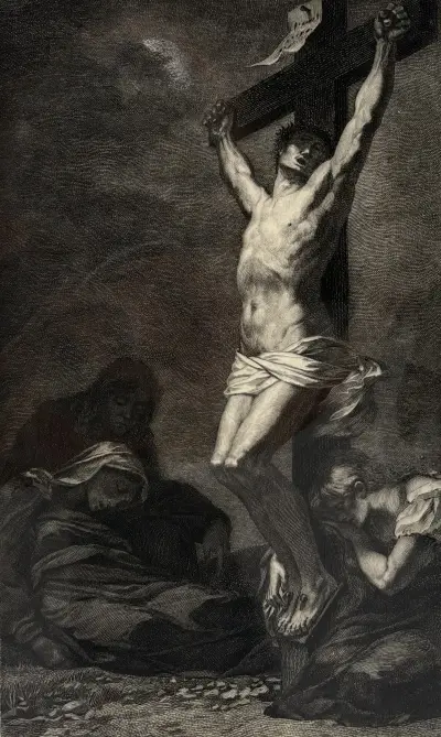 Heliogravure, P. Prud-Hon – "Le Christ sur la Croix", postume druk 1890 – kavel bij Veilinghuis Klinkhamer, Groningen