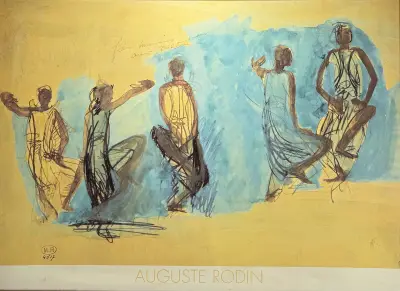 Grafiek naar Auguste Rodin – "Cinq études de danseuses cambodgiennes" 20e eeuw – kavel bij Veilinghuis Klinkhamer, Groningen