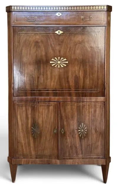 Mahoniehouten klepsecretaire - marqueterie, 19e eeuw – kavel bij Veilinghuis Klinkhamer, Groningen