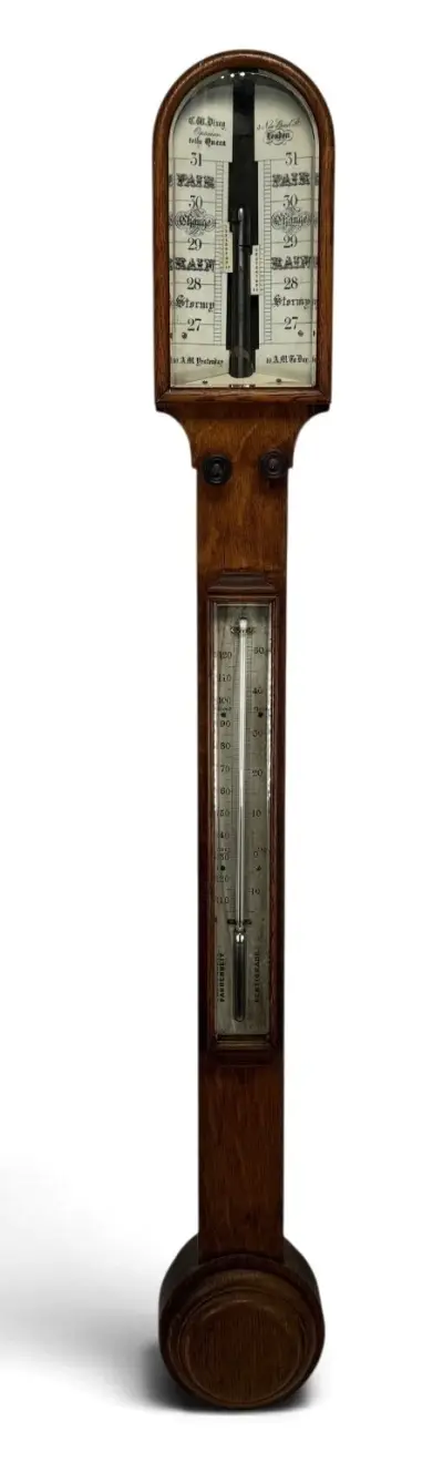 Mahoniehouten barometer, C.W. Dixey Londen - Engeland, 19e eeuw – kavel bij Veilinghuis Klinkhamer, Groningen