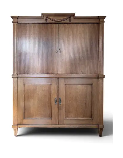 Eikenhouten tambour kabinet - Louis XVI periode, ca. 1800 – kavel bij Veilinghuis Klinkhamer, Groningen