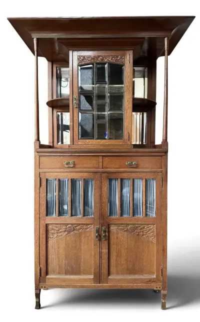 Nieuwe kunst eikenhouten buffetkast, ca. 1900 – kavel bij Veilinghuis Klinkhamer, Groningen