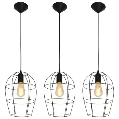 3x Hanglamp – Stijlvol open design met E27 fitting, Mexlite, Minimalics 2705ZW, Zwart, 2026 – kavel bij Onlineveilingmeester, Groningen