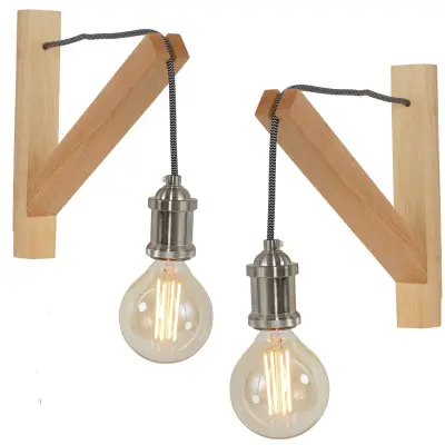 2x Wandlamp met aan/uit schakelaar in snoer, Mexlite, Dion 7787BE, Beuken, 2026 – kavel bij Onlineveilingmeester, Groningen