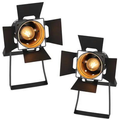 2x Industriële tafellamp met E27 fitting, Mexlite, Carré 3380ZW, Zwart, 2026 – kavel bij Onlineveilingmeester, Groningen