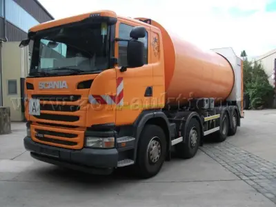 1 LKW Scania – Faun-Zöller Müllsammelfahrzeug G 400 8x2 bedingt funktionsfähig – kavel bij Zoll-Auktion, Schwabach
