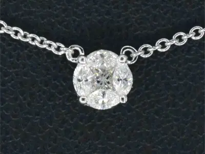 Witgouden ketting en hanger met diamant – kavel bij Onlineveilingmeester