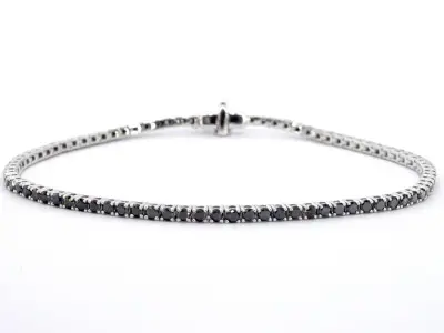 Witgouden tennisarmband met 2.80 carat aan zwarte diamanten – kavel bij Onlineveilingmeester
