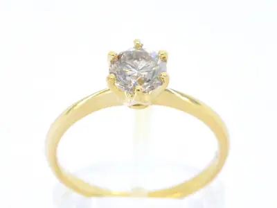 Gouden solitair ring met diamant – kavel bij Onlineveilingmeester
