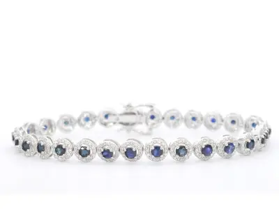 Witgouden armband met diamanten en saffieren 6.20 carat – kavel bij Onlineveilingmeester