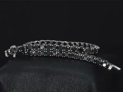 Witgouden armband met 15.00 carat zwarte Briljant geslepen diamanten – kavel bij Onlineveilingmeester