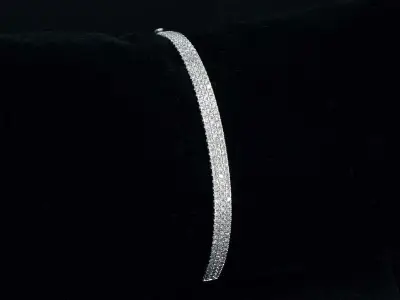 Witgouden vaste armband met briljant geslepen diamant – kavel bij Onlineveilingmeester