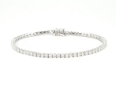 Witgouden tennisarmband met 5.00 carat natuurlijke briljant geslepen diamanten – kavel bij Onlineveilingmeester