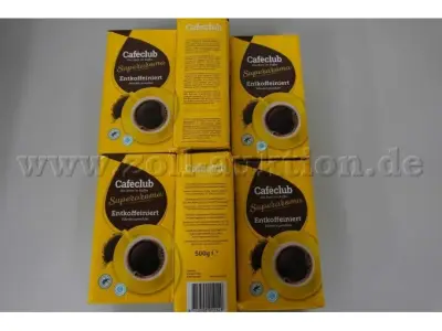 6 pakjes Cafeclub Superaroma cafeïnevrije koffie, gemalen, à 500 g, in originele verpakking – kavel bij Zoll-Auktion, Hamburg