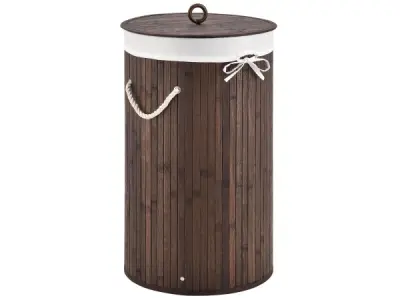 Bamboe Wasmand Curly - 55 liter - Bruin - Incl. Waszak & Deksel – kavel bij XL Auctions