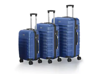 Harde Kofferset Rome - 3-Delig - ABS - Blauw – kavel bij XL Auctions