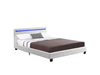 Gestoffeerd bed Verona - 120 x 200 cm - Wit - LED Verlichtin – kavel bij XL Auctions