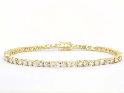 Gouden tennis armband met 6.50 carat diamanten – kavel bij Onlineveilingmeester