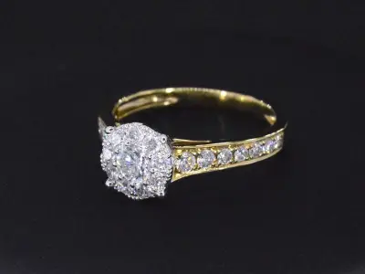 Gouden entourage ring met briljant geslepen diamanten van 1.00 carat – kavel bij Onlineveilingmeester