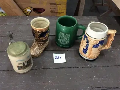Lot bierkruiken – kavel bij Vlavem