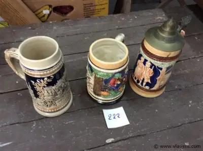 Lot bierkruiken – kavel bij Vlavem