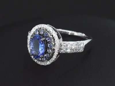 Witgouden ring met diamanten en tanzaniet – kavel bij Onlineveilingmeester