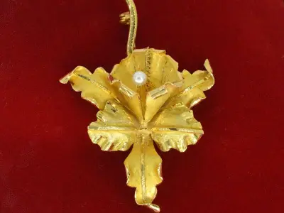 Gouden broche met parel – kavel bij Onlineveilingmeester