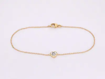 Gouden armband met diamanten hartje 0.10 carat – kavel bij Onlineveilingmeester