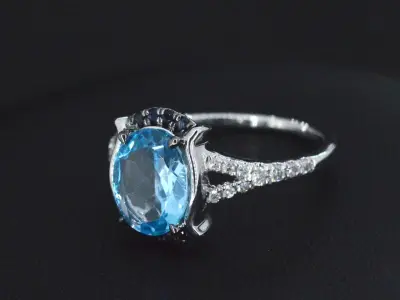 Witgouden ring met diamanten en mooie edelstenen – kavel bij Onlineveilingmeester
