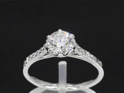 Platina ring met een 0.90 carat GIA diamant en briljant geslepen diamanten – kavel bij Onlineveilingmeester