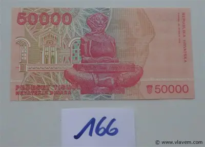 geldbriefje 50.000 dinara Kroatië – kavel bij Vlavem