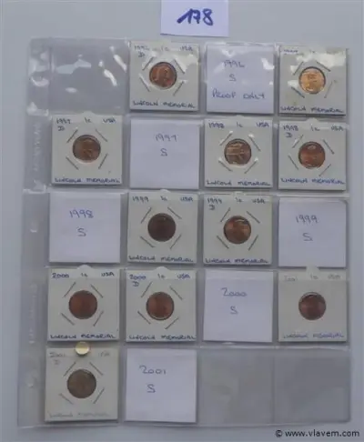 lot Amerikaanse cents in kartonhouders – kavel bij Vlavem