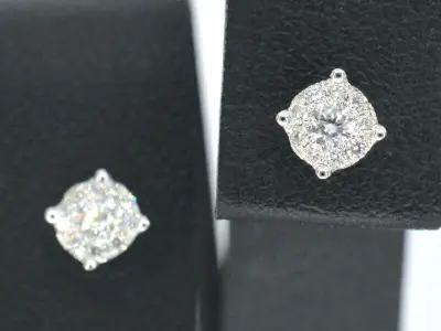 Witgouden oorknoppen met diamant – kavel bij Onlineveilingmeester